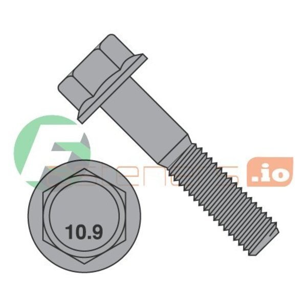 Class 10.9, M10-1.50 Flange Bolt, Black Phosphate Steel, 25 mm L, 400 PK, Newport Fasteners, Mfr#: 847559